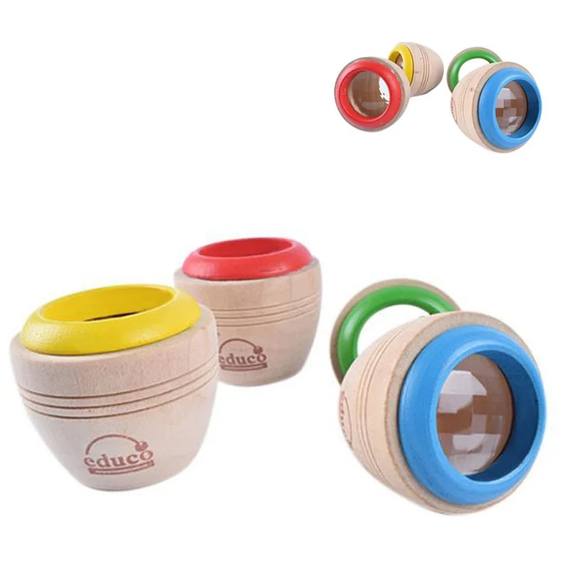 2Pcs Wooden Kaleidoscope Prism Children's Puzzle Toys Exercise Hands Brainstorm And Exploration Teaching Tools Fun Toys