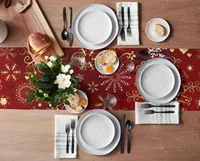 Christmas Snowflake Texture Linen Table Runners Dresser Scarves Decor Winter Xmas Dining Table Runners Navidad Decorations 2025 3