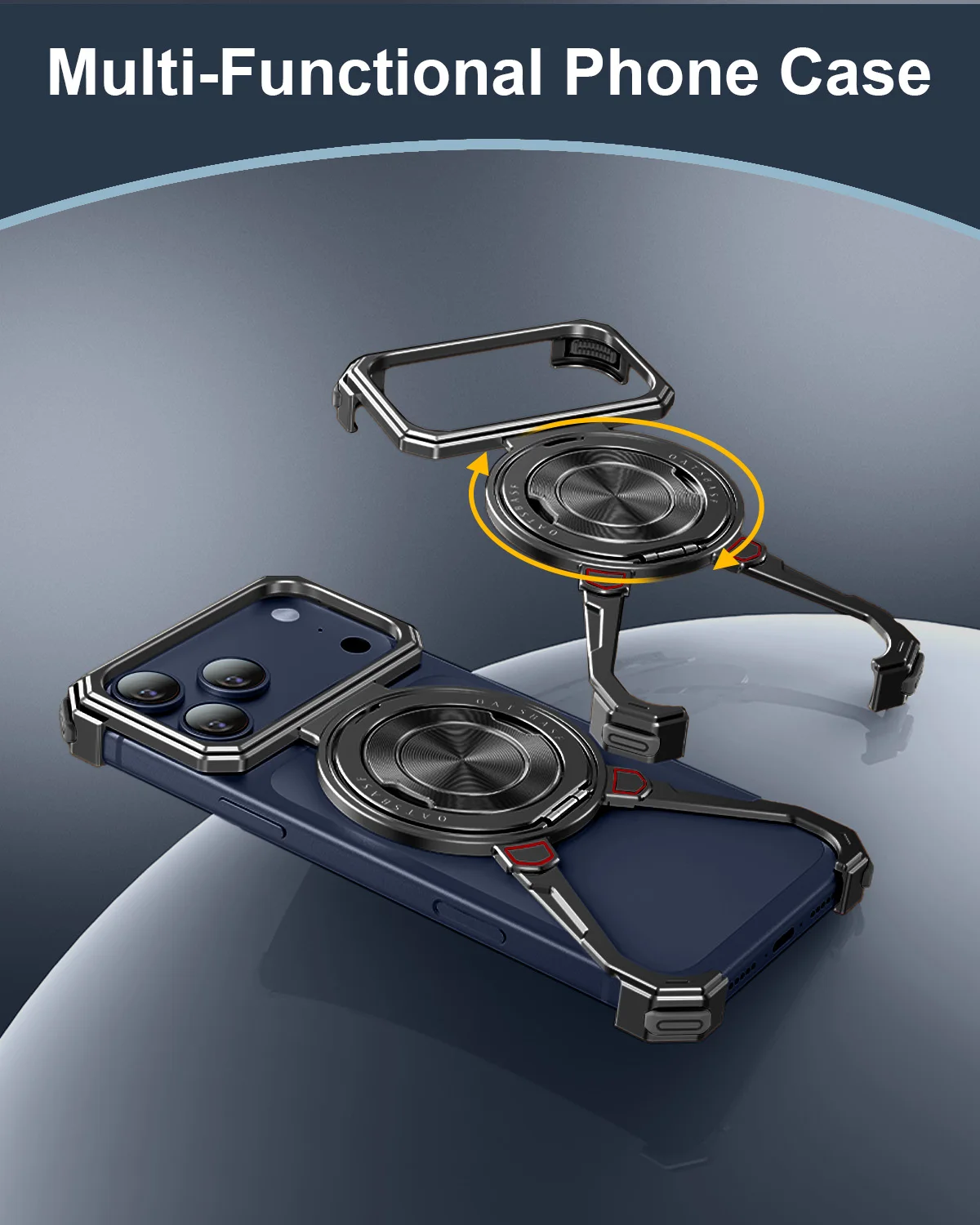 Eary Metal Phone Case for iPhone 17 Pro Max for Magsafe Magnetic Stand 360°Rotatable Frameless Shockproof Drop Protection Cover