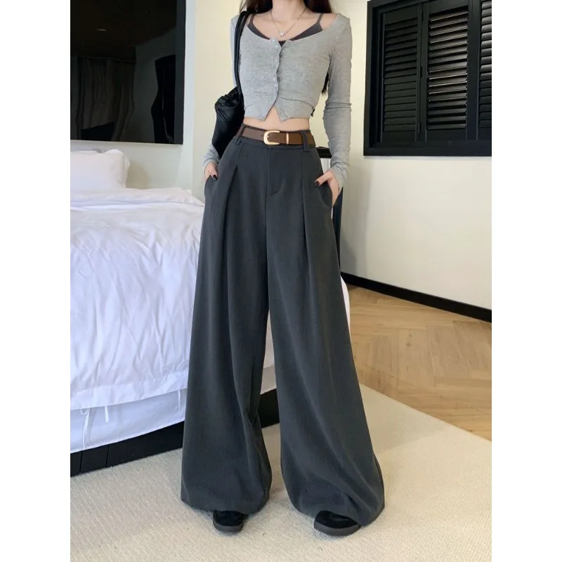 QWEEK Y2k  Vintage Suit Pants Woman Spring Baggy Harajuku Sweatpants Korean Fashion Streetwear Causal Wide Trousers Aesthetic