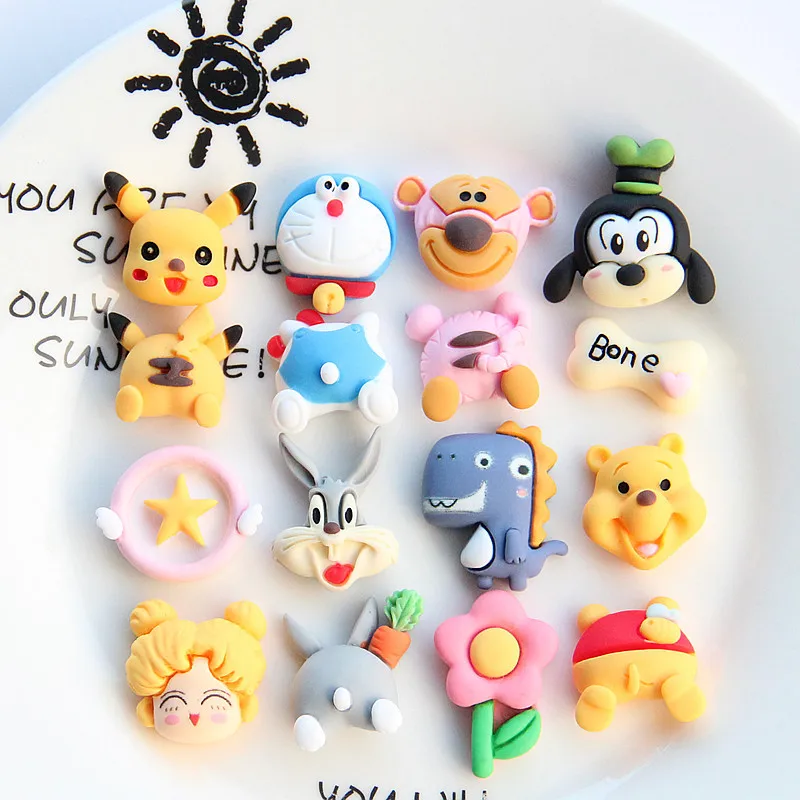 

10pcs 2023 New Matte Resin Cartoon Accessories Diy Children'S Hair Accessories Hair Ring Accessories