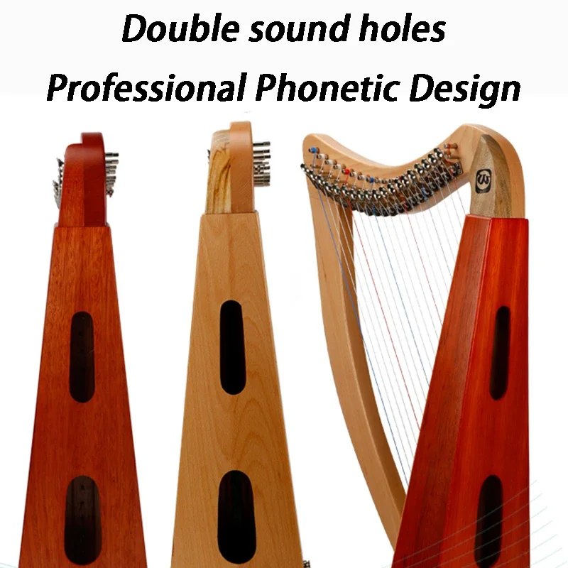 Wooden 19 Strings Harp Semitone System Harps Portable Small Children Adults Beginner Harp Professional Stringed Instruments
