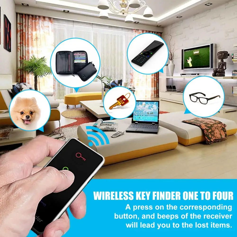 Tracking Device Wireless Anti-Lost Alarm 80dB 30m Distance 499.82MHz One Click Search ABS 4 Colors Key Finder