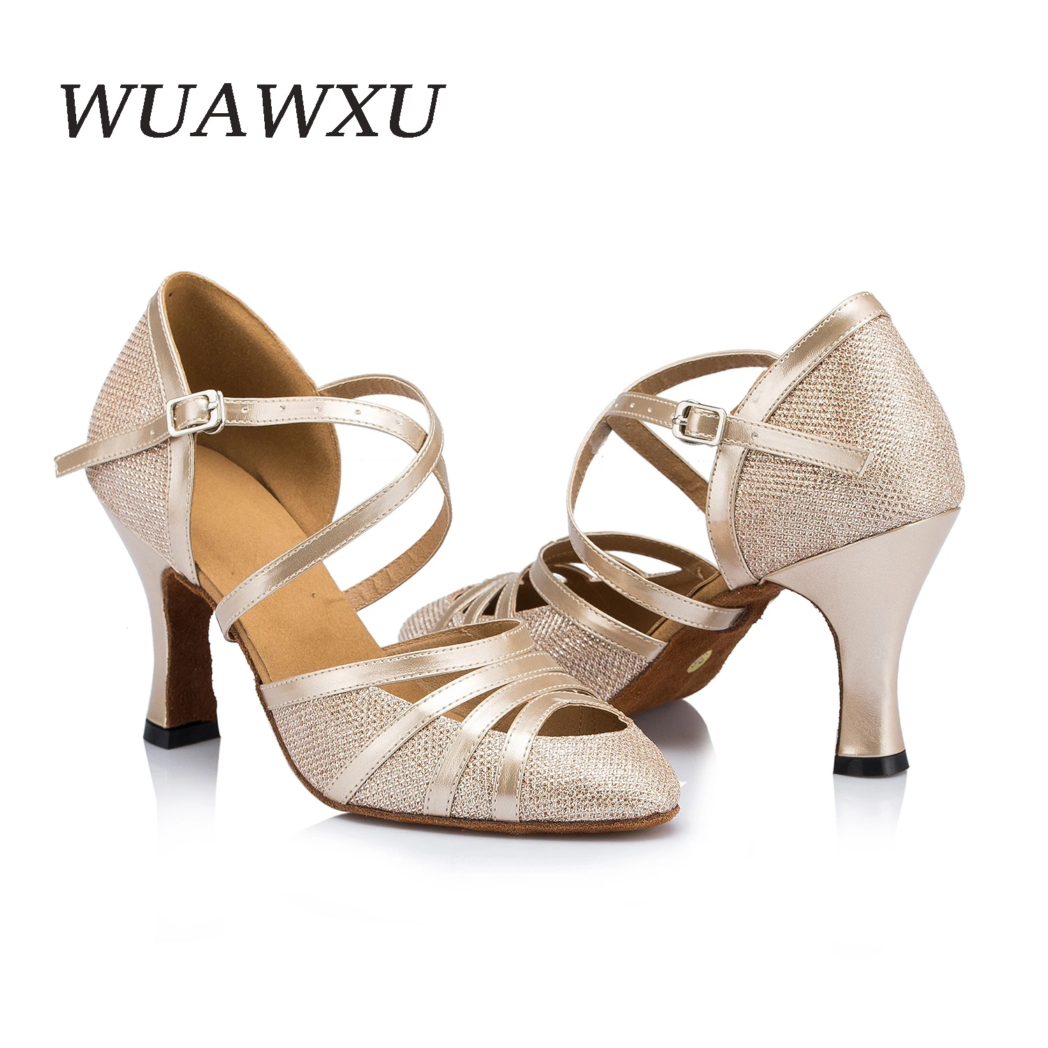 NATASHA 2023 Latin Chinese Shoes Dance Square Soft Sole Female High Heel Dance Adult Heel Social Dance New Modern Baotou Dance S