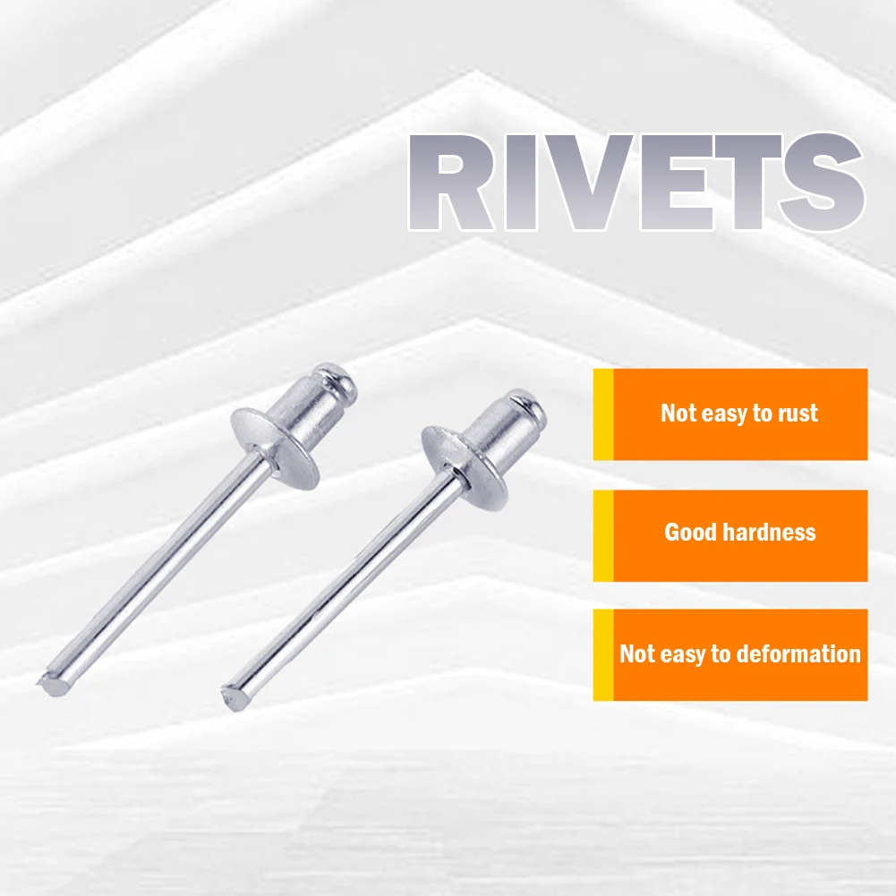 Flat Round Head Pop Rivets 2.4mm/3.2mm/4mm/4.8mm Hollow Blind Rivets Lightweight Corrosion-resistant for DIY Accessories 50pcs