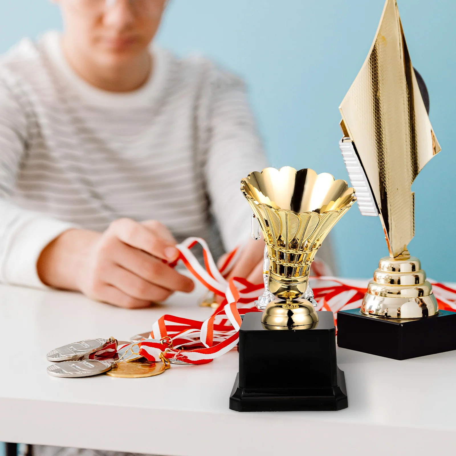 Badminton Match Trophy Decorative Model Prize Children Competition Golden Kindergarten Creative