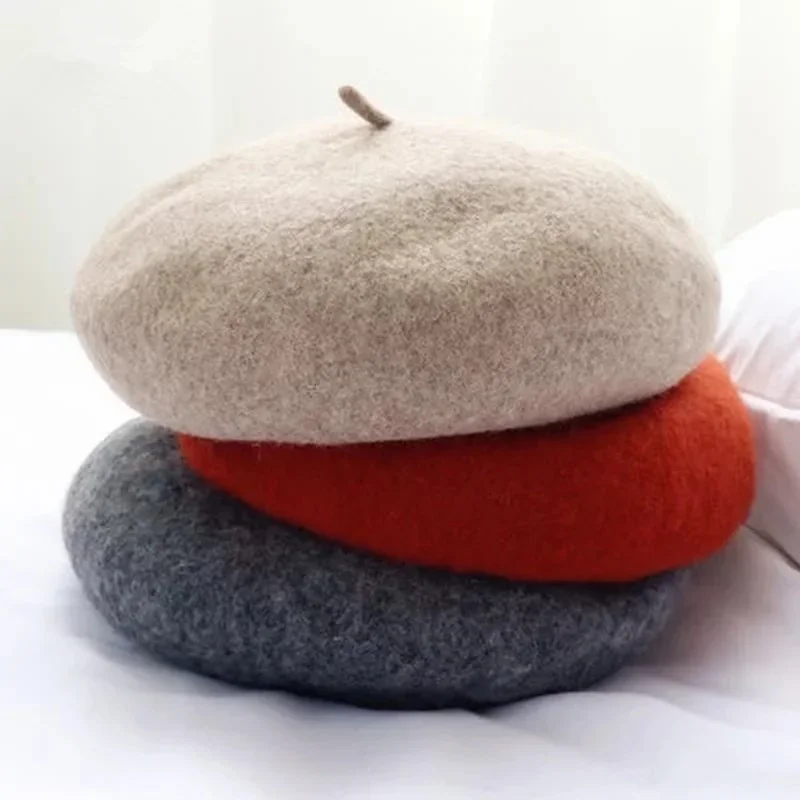 우아한 여성용 심플 울 베레모, 여성용 코튼 모자, 격자 무늬 빈티지 팔각형 캐주얼 보이나, 가을 소녀 모자