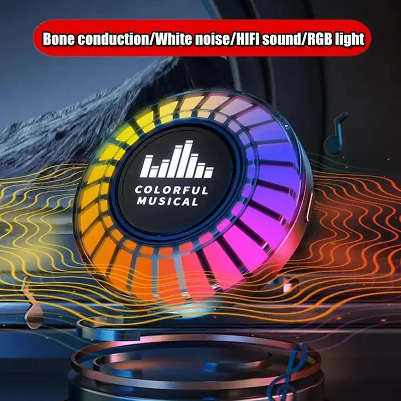 Bone Conduction Bluetooth Stereo Speaker APP Control Wireless Speaker LED Atmosphere Light Pickup Rhythm Lamp