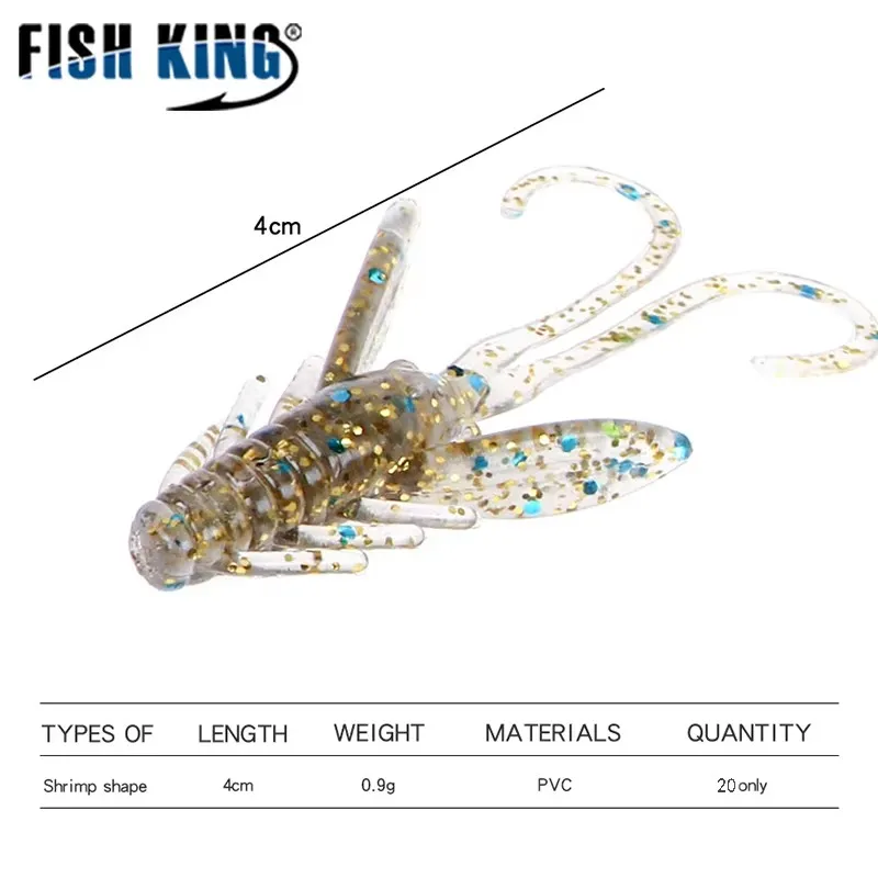 NGB 20PCS Weiche Angeln Lockt 4CM Garnelen Geschmack Crankbait Würmer Künstliche Köder Wobbler Angelgerät – Detail 2