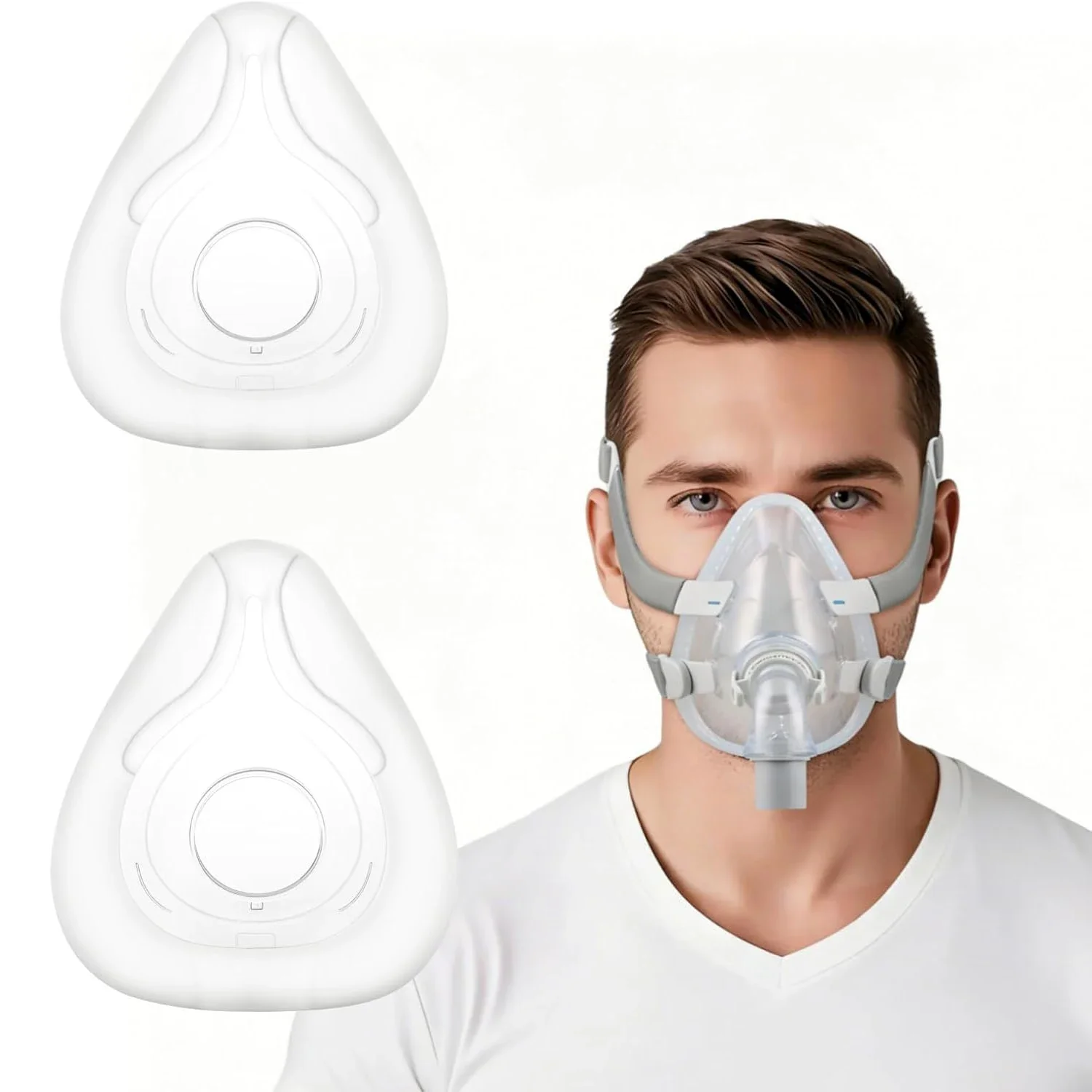 CPAP Full Face Mask Replacement - 1/2 Pack, Nose and Mouth Coverage, Sleep Apnea Relief