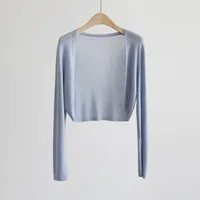 Sun Protection Knit Cardigan Women's Thin Coat Ice Silk Outerwear Cover-up Shawl Air Conditioning Shirt Summer - Image 3