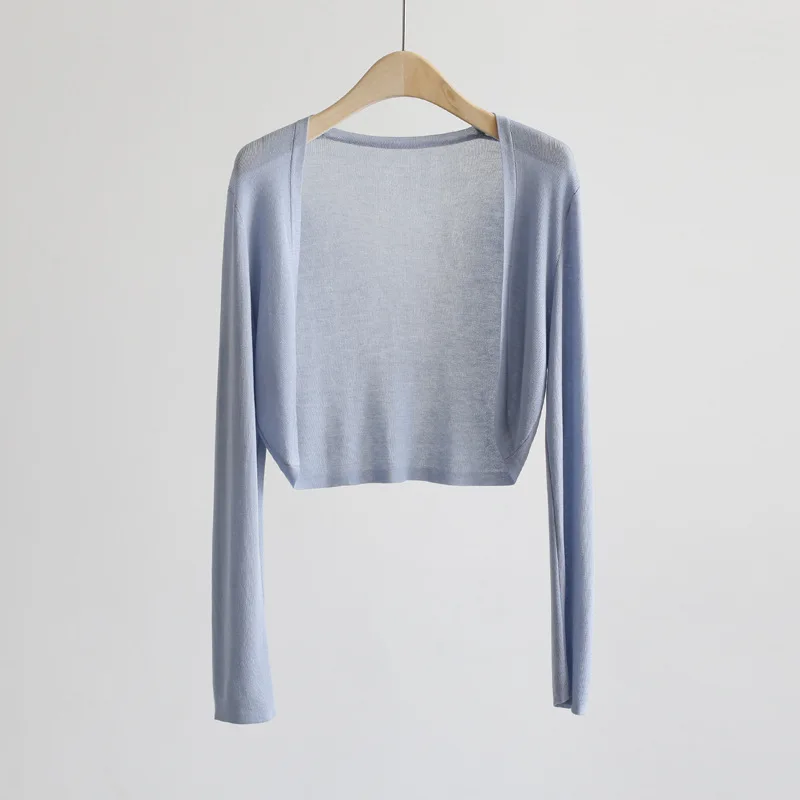 Sun Protection Knit Cardigan Women's Thin Coat Ice Silk Outerwear Cover-up Shawl Air Conditioning Shirt Summer 3