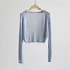Sun Protection Knit Cardigan Women's Thin Coat Ice Silk Outerwear Cover-up Shawl Air Conditioning Shirt Summer 3
