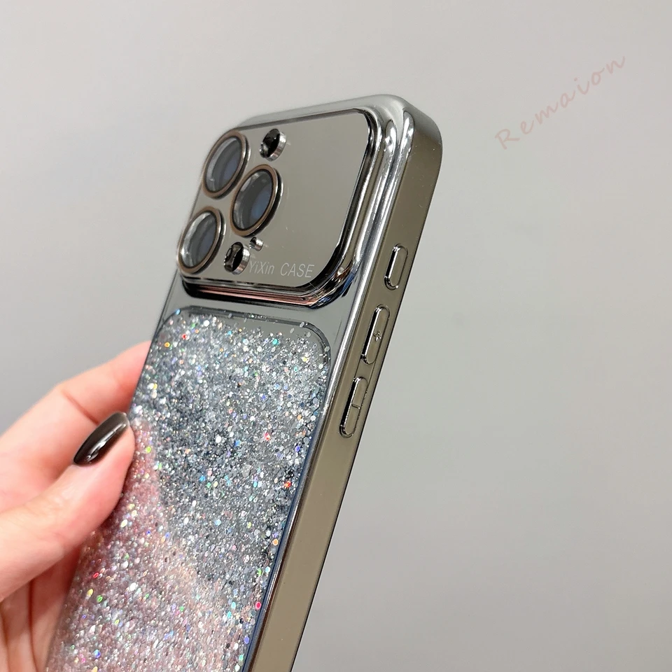 Bling Glitter Phone Case For Iphone 13 14 15 16 Pro Max Camera Cover_voghion.com