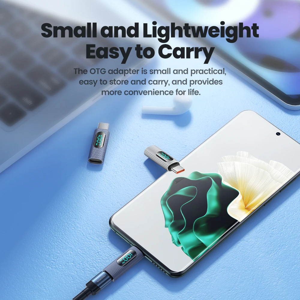 Enhanced Digital Display USB-C Adapter with 100W PD and OTG Support