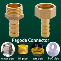 ข้อต่อทองเหลืองแบบ Pagoda สำหรับท่อ ขนาด 4 มม.-25 มม. แบบเกลียว 1/2 นิ้ว 3/4 นิ้ว BSP ข้อต่อทองแดง ตัวเชื่อมต่อ ตัวแปลง 2