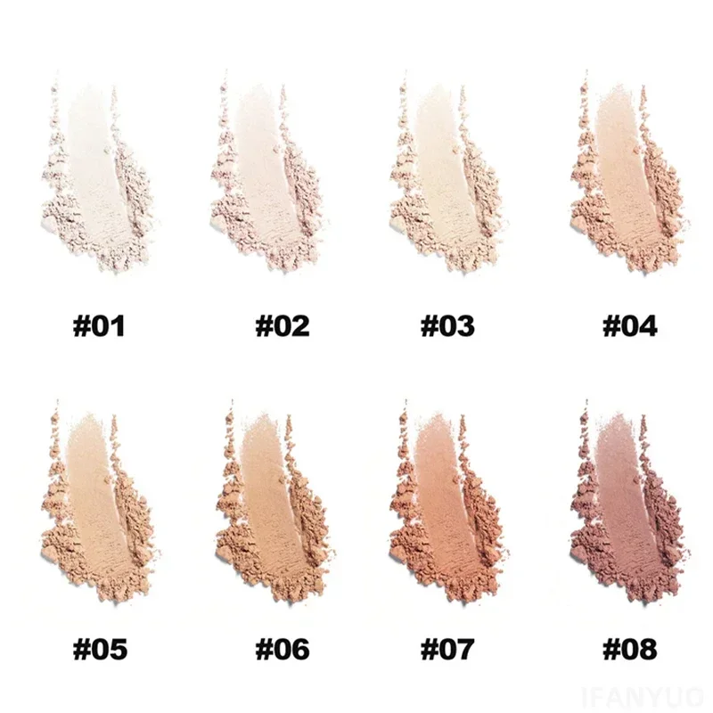 Pressed Powder Foundation 8 Colors Loose Powder Oil Control Waterproof Mineral Face Long Lasting Makeup