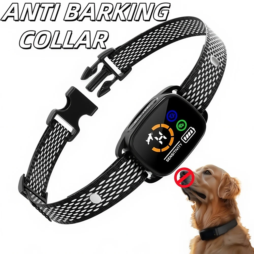 Collar de perro antiladridos automático inteligente recargable IPX7 resistente al agua con 6 ajustes de sensibilidad Collar para perros medianos y grandes