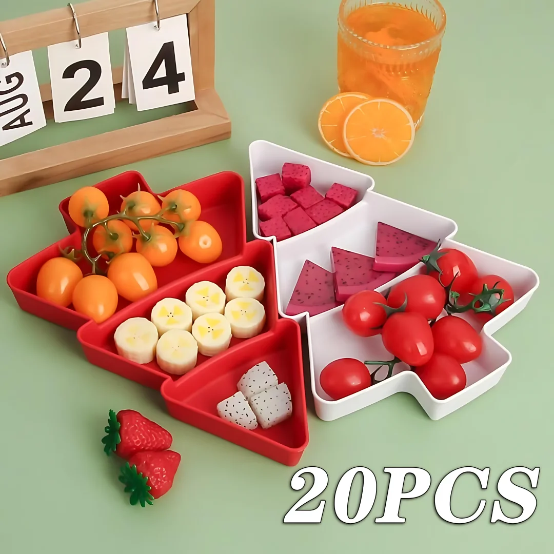 20PCS Christmas Tree Fruit Tray Dried Fruit Tray Plastic Candy Home Snack Melon Party Supplies