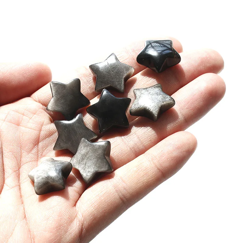 

5 / 10 Pcs Mini Size Natural Silver Obsidian Crystal Star