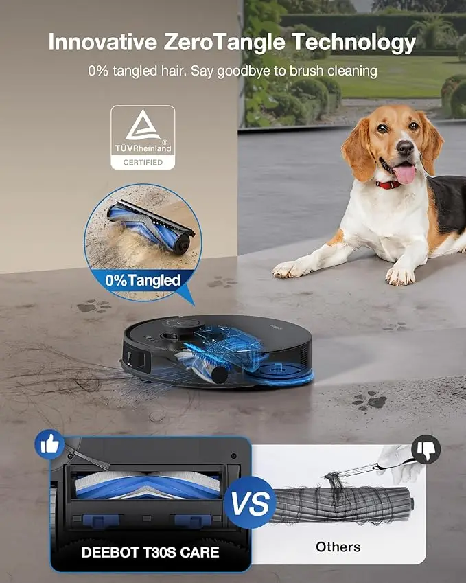 Robot Vacuum ZeroTangle Technology, TruEdge Adaptive Edge Mopping, Hot Water Mop Washing, Self-Emptying, Auto-Mop Lifting, 4