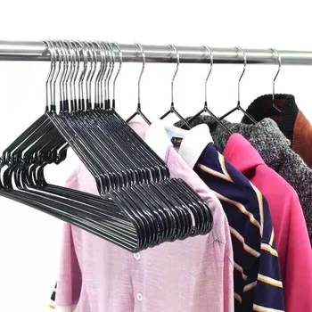 10 grucce per abiti in metallo rivestito antiscivolo, grucce per vestiti, camicia in metallo, giacca, con tacche rotonde per abiti 1