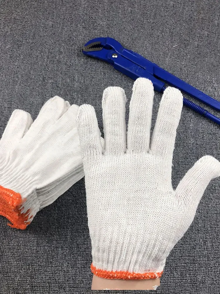12 Pairs Wear-Resistant Ventilate Work Gloves Women Men Material Cotton Yarn Anti-Skid Knit Mitten Labor Protection Gardening