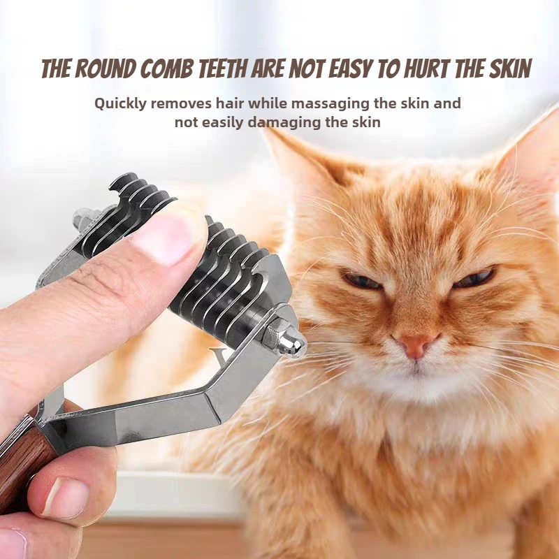 Walnut open-knot comb for pets Solid wood double-sided blade Dog hair comb Cat thin unknot dog grooming pet products cat grooming brush
