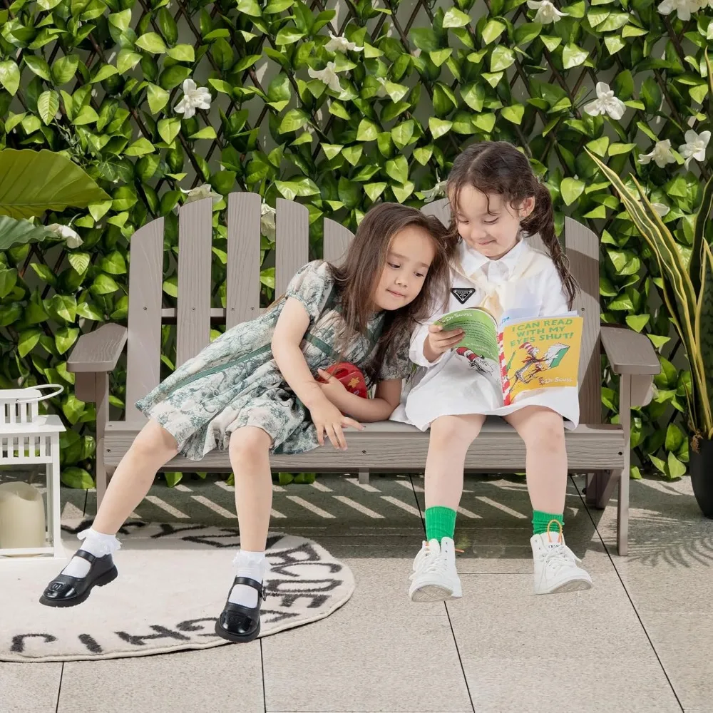 Chair 2-Seat - Children's Outdoor Chair with High Backrest, Arm Rest, 300 Lbs Capacity, Wood Double Loveseat 3
