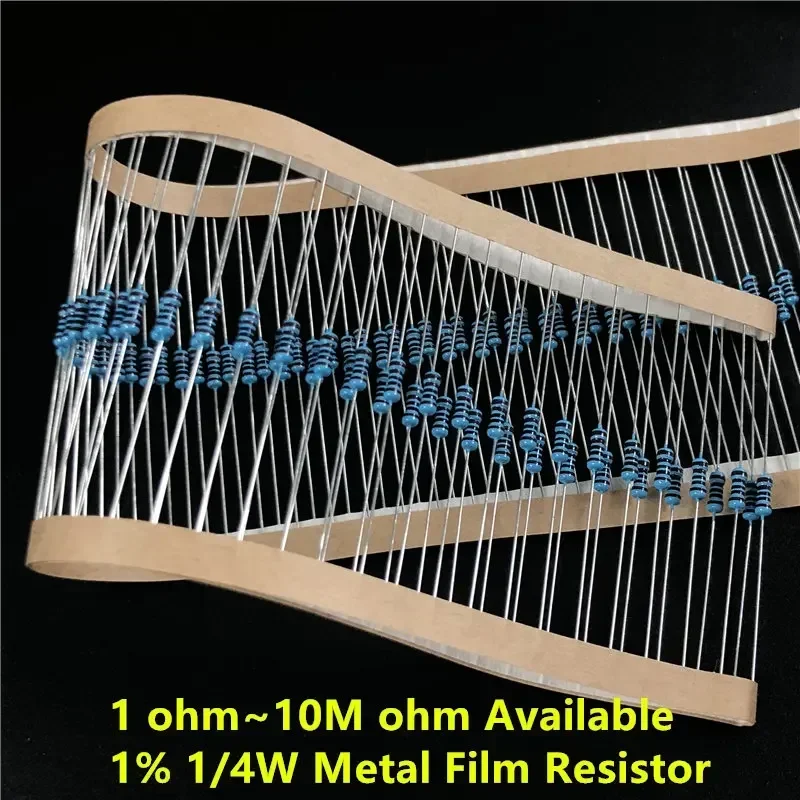 100pcs 1/4W Metal Film Resistor 1~10M ohm 1%, metal film resistor,metal film resistors
