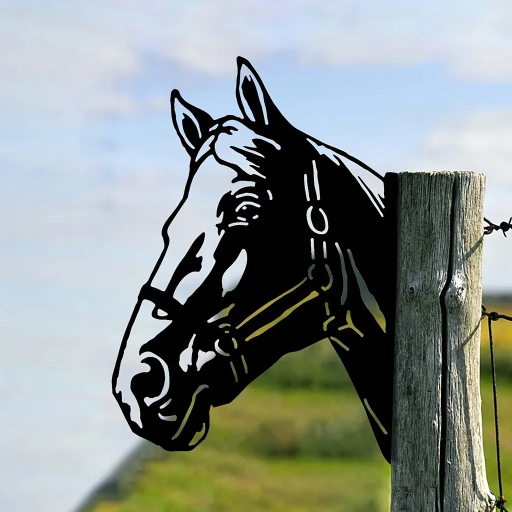 Vintage Horse Head Shape Iron Silhouette, Cute Ornament for