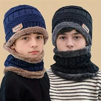 Enfants chaud tricoté chapeau écharpe ensemble enfants automne hiver chapeau doux tricoté Bonnet infantile enfants chapeau pour garçons filles 1