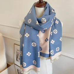 2022 Autumn and Winter Long Scarf Imitation Cashmere Thick Section Air Conditioning Shawl Dual-use Warm Bib Winter Wild Cloak