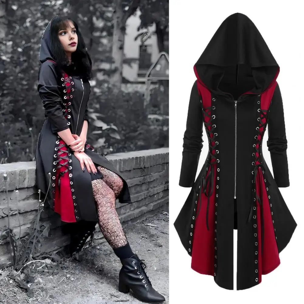 Vestido feminino com capuz colorido, vestido estilo gótico, cosplay de  Halloween, alças com cordões, bainha irregular, festival retrô - AliExpress, image size:1001x1001