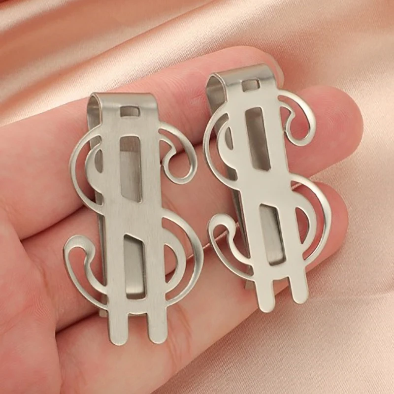 Money Clip 1PC Stainless Steel Cash Bills Credit Clip Slim Dollar Design Fashion Coin Banknote Cash Clamp Holder