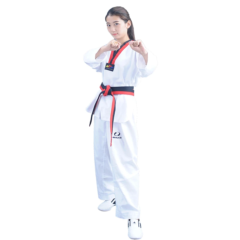 Cheap Good Quality Child Adult EXTERA Taekwondo Uniform Poom V-neck Karate Dobok WTF Creathable Fitness Sport Clothes Suit TKD