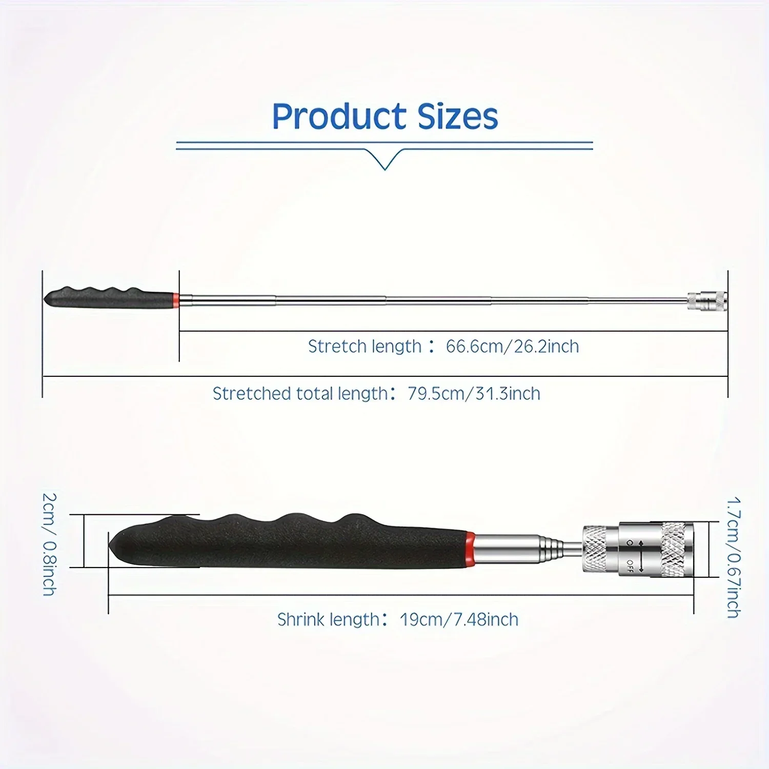 Magnetic Pen with Light and Extendable Pickup Rod