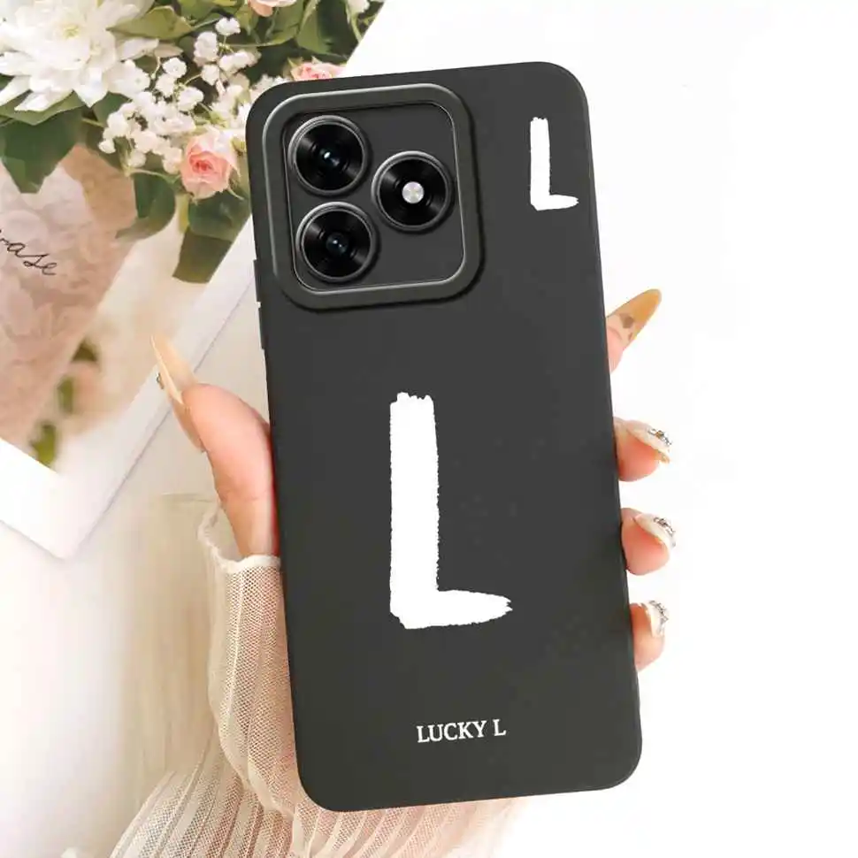 Silicone Soft Phone Back Cover with Lucky Letters - 6.74 Protective Case