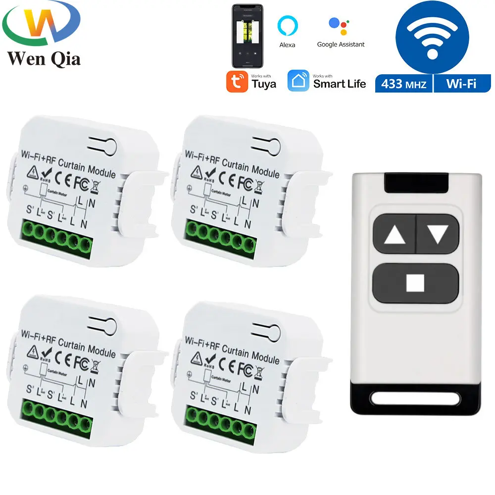 Tuya Wifi Rf Smart Life Curtain Switch Wireless Roller Shutter Blinds Telecomando 110V 220V Modulo Di Temporizzazione, Per Google/Alexa