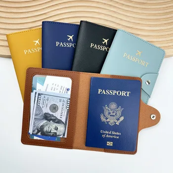 Porta Passaporto in Pelle PU per Donne, Custodia per Documenti di Viaggio con Stampa a Caldo e Chiusura a Scatto, Organizzatore da Viaggio