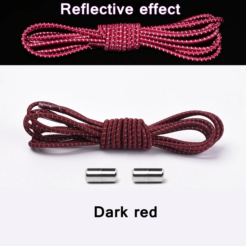 Reflective Shoelaces Without Ties No Tie Shoe Laces Elastic Laces Sneakers Boots Round Kids Adult Quick Shoe Lace Rubber Bands