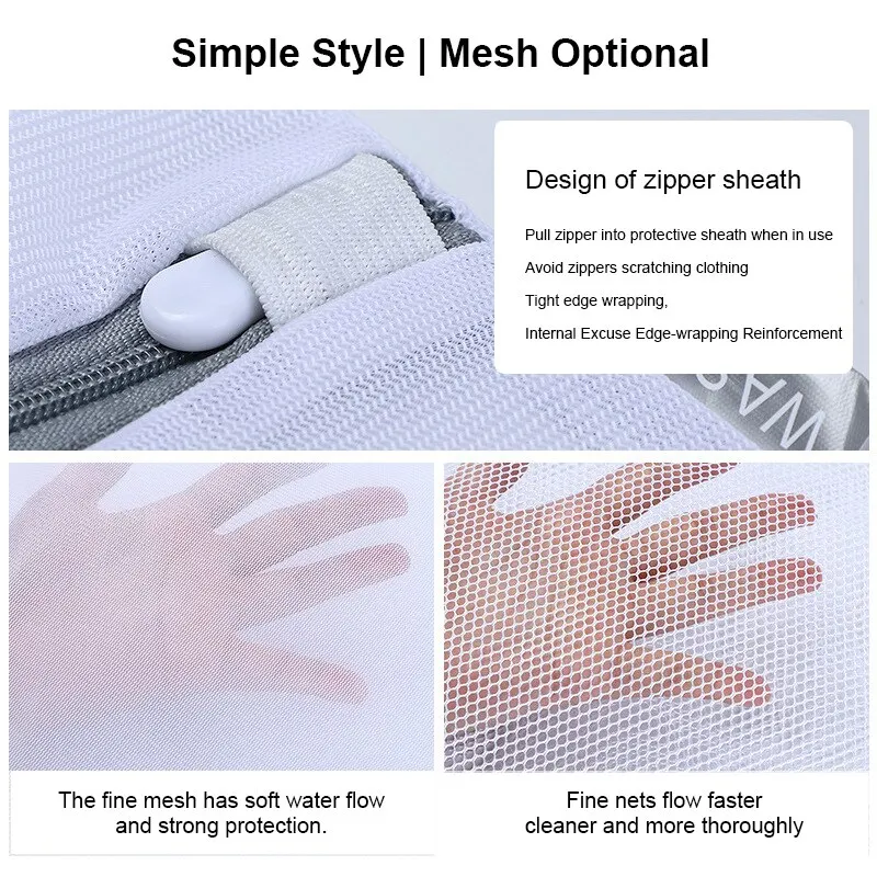 White Durable Honeycomb Mesh Laundry Bags - Set of 2, 40x50cm Reusable Wash Bags