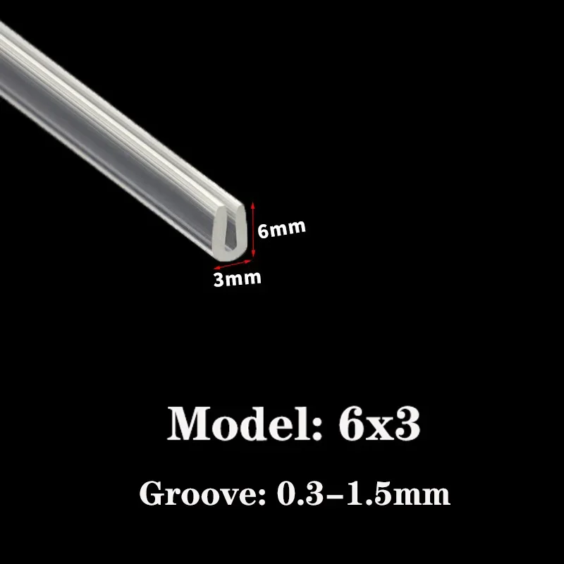 Door Seal Strip 1/3 Meters Groove 0.5mm-35mm Rubber Edging Transparent U-channel Protector for Shower Door Glass Metal Sealing