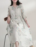 Summer Dress Women 2025 Long Print Elegant Clothing Vintage Elastic Waist Korean Beach Style V-Neck Fashion Robe Ropa De Mujer - Image 3