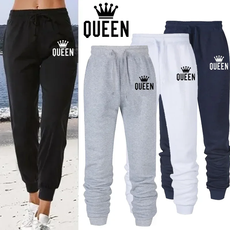 

Queen Letter Printed Women Men Sweatpants Long Pants Jogger Trousers Womens Casual Sports Fitness Solid Color Luxury Sweat Pants