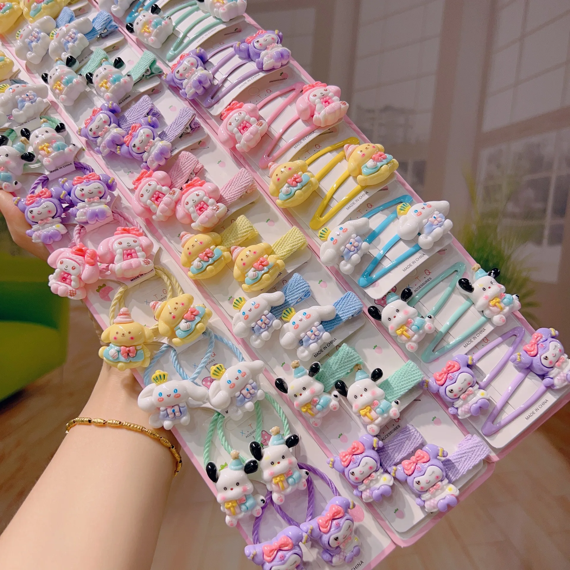 

10 Pair /set Sanrio Cinnamoroll Hair Ring Hello Kitty Melody Toys Girl Rubber Band Hair Rope Gift Birthday Hair Clip Accessories