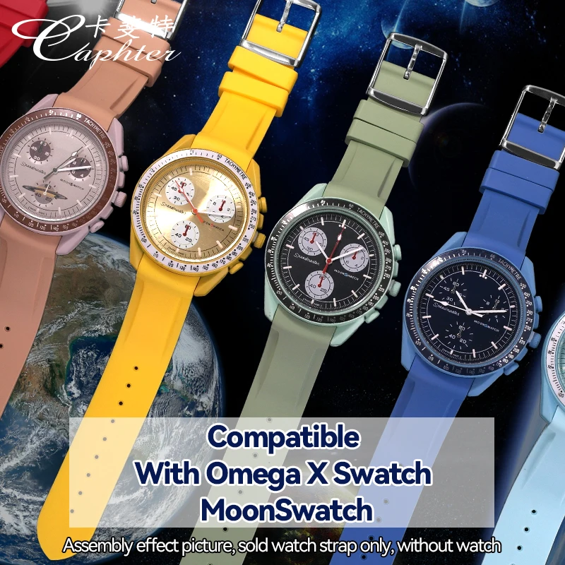 Correa de reloj de silicona Swatch Omega Moonswatch - Negro & Blanco –  Strapr