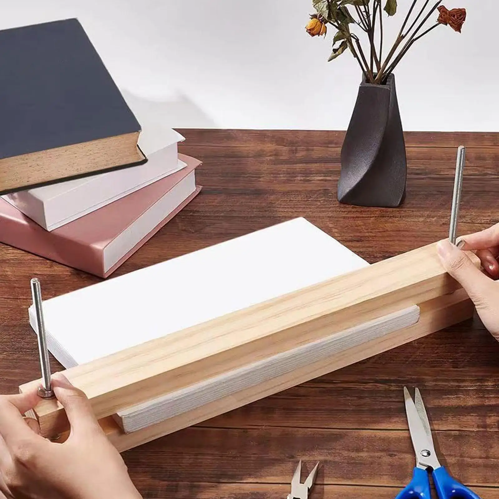 Wooden Book Press Bookbinding Binding Supplies Book Binding Machine for Home School DIY Bookbinding Greeting Cards Photo Albums