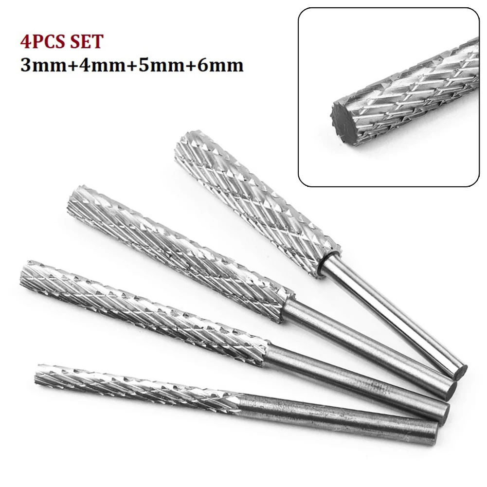 

4pcs/set Extended Rotary File HSS Engraving Milling Cutter 3mm Shank HSS Rotary Burr Tool Plastic Wood Carving Rotary File