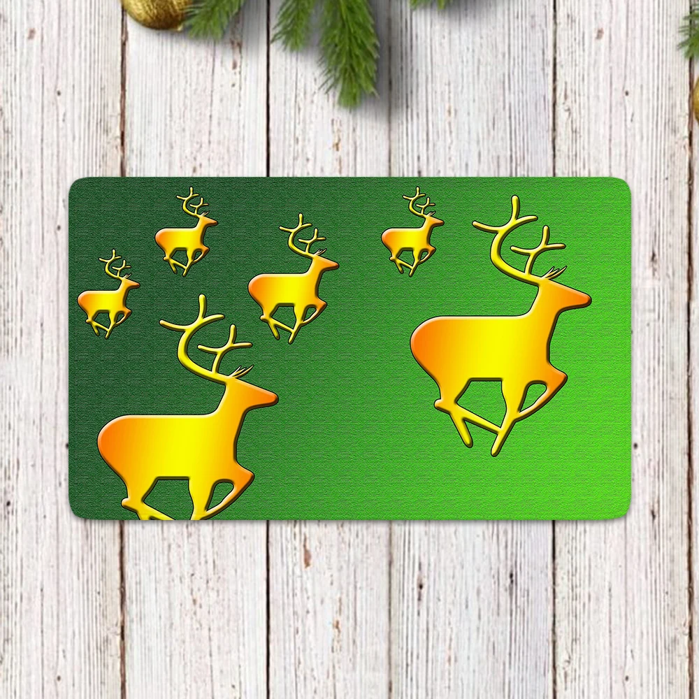 

CLOOCL Doormat Home Decoration Cartoon Jumping Golden Elk Digital One-Side Printing Anti Slip Fashion Christmas Party Rug